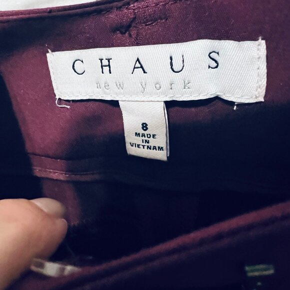 Chaus New York-Women's Size 8 Stretch Burgundy/Gold Ankle Pants-Casual-Comfy - Picture 13 of 15